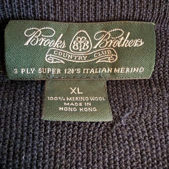 VTG Brooks Brothers Mens Knit 100% Merino Wool Black Long Sleeve Sweater Size XL - Picture 3 of 9